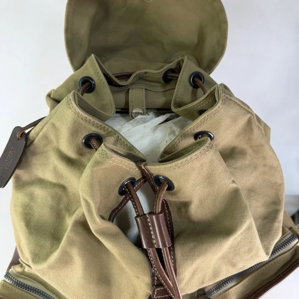 Maphia Design Duck Canvas Military Rucksack Backpack Leather riri Zip Drawstring